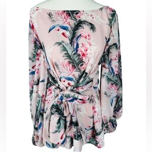 Entry Pink Floral Wrap Blouse Size M